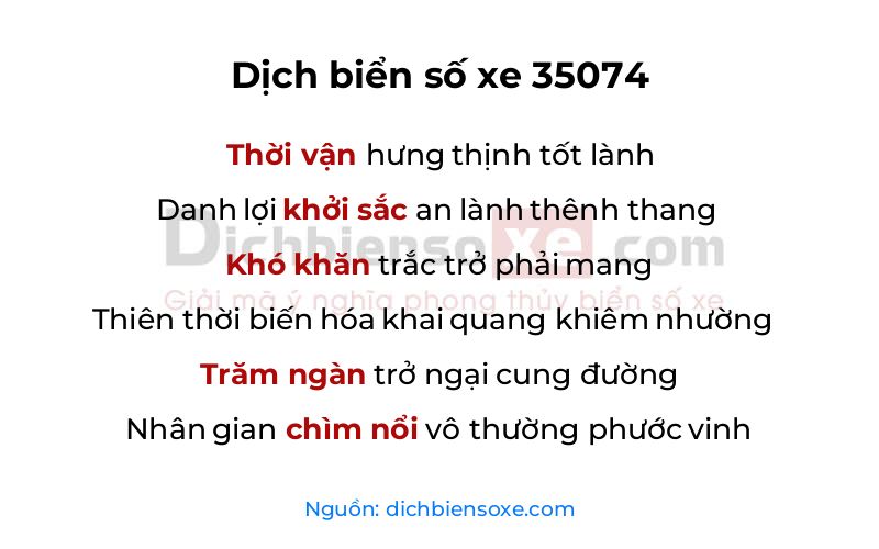 Dịch thơ biển số 35074