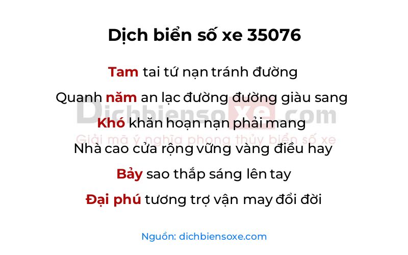 Dịch thơ biển số 35076