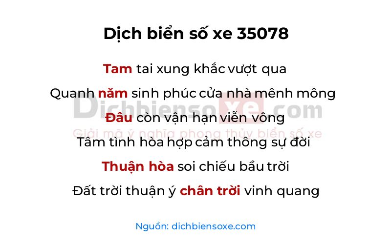 Dịch thơ biển số 35078