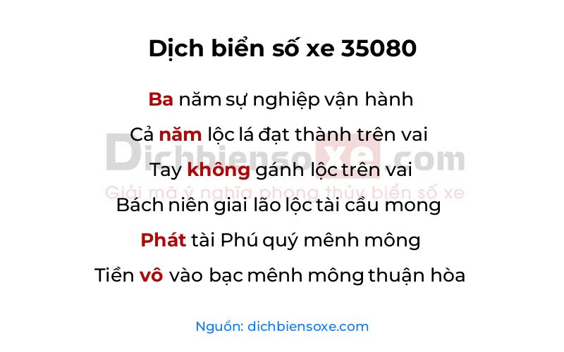 Dịch thơ biển số 35080