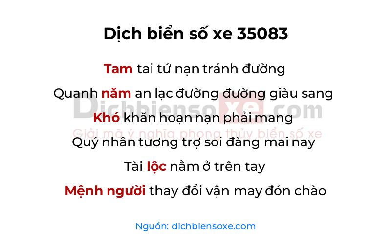 Dịch thơ biển số 35083