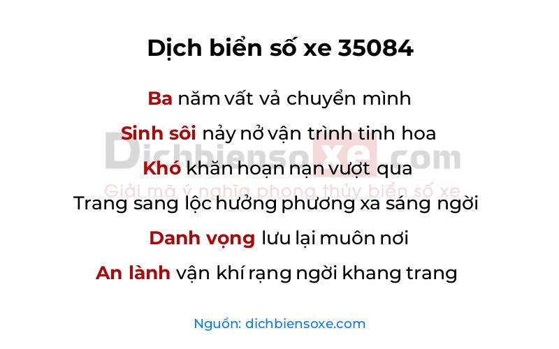 Dịch thơ biển số 35084