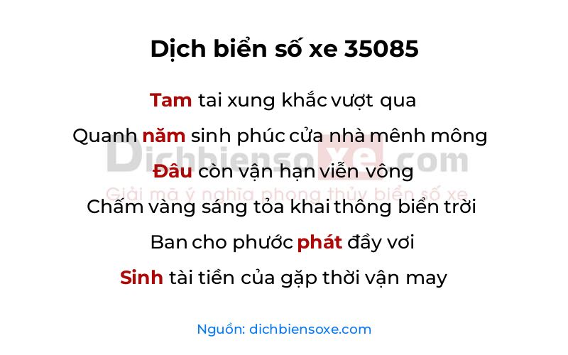 Dịch thơ biển số 35085