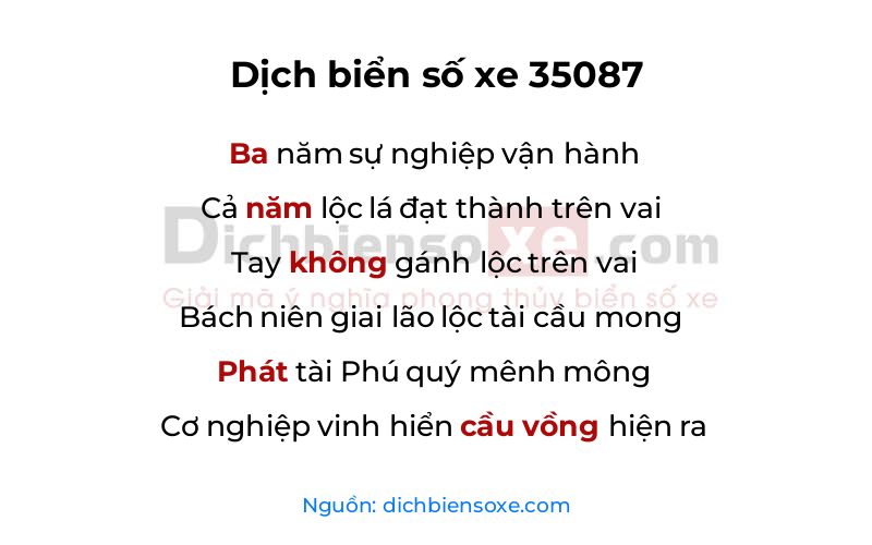 Dịch thơ biển số 35087