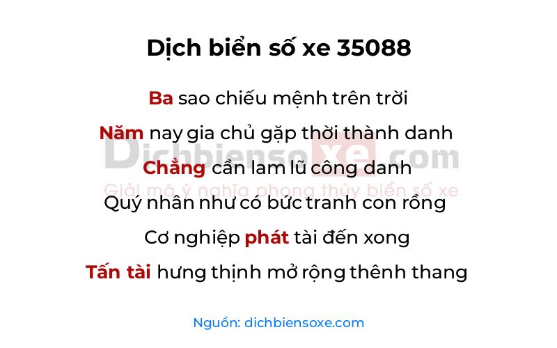Dịch thơ biển số 35088
