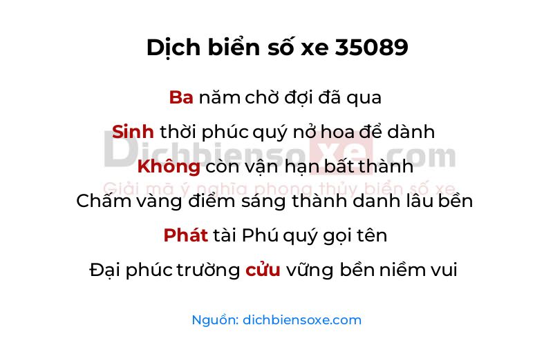 Dịch thơ biển số 35089