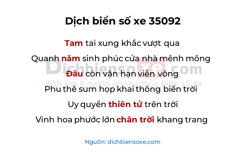 Dịch thơ biển số 35092