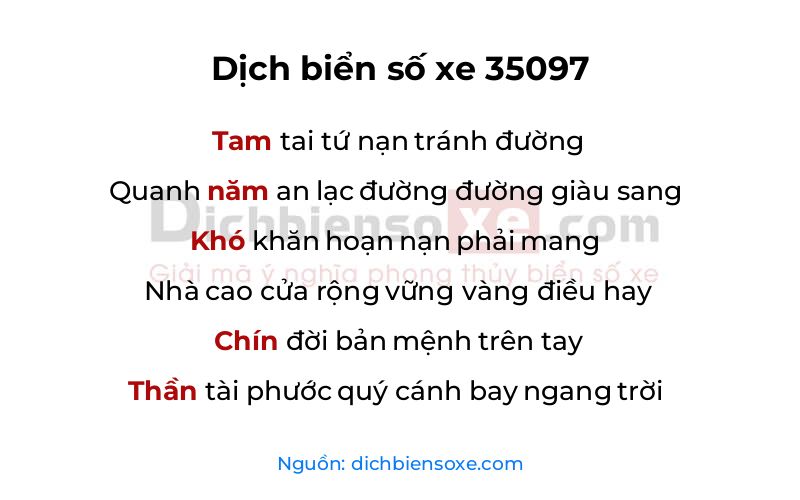 Dịch thơ biển số 35097