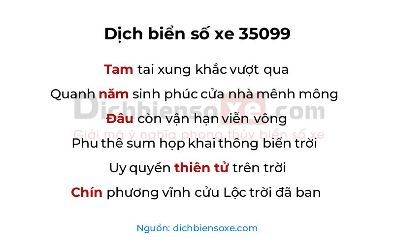 Dịch thơ biển số 35099