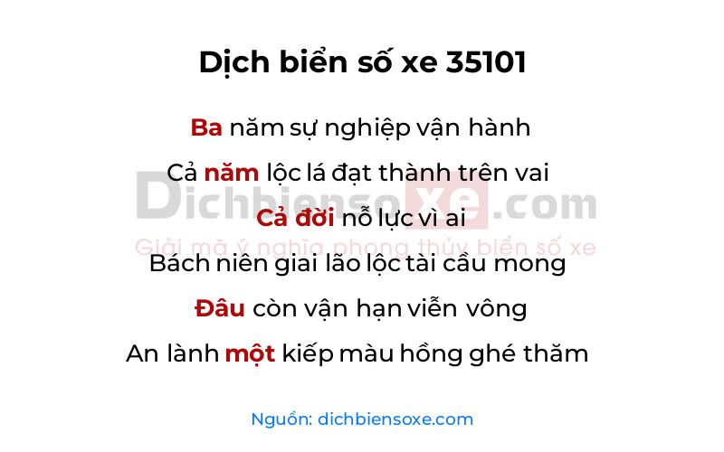Dịch thơ biển số 35101
