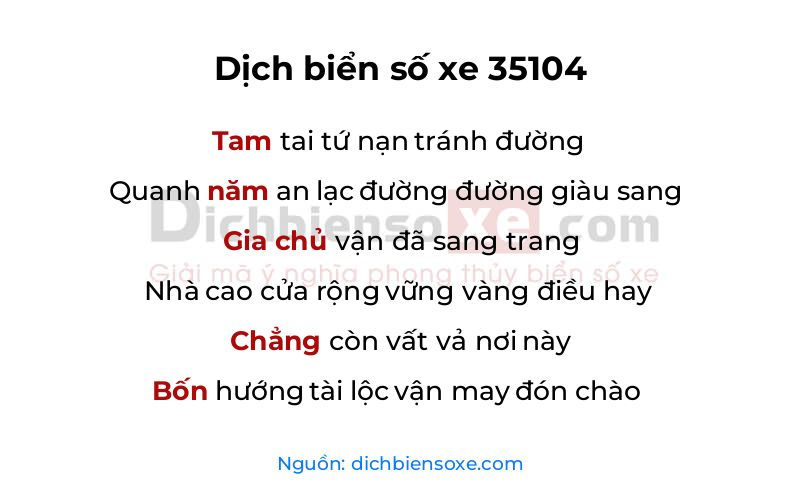 Dịch thơ biển số 35104