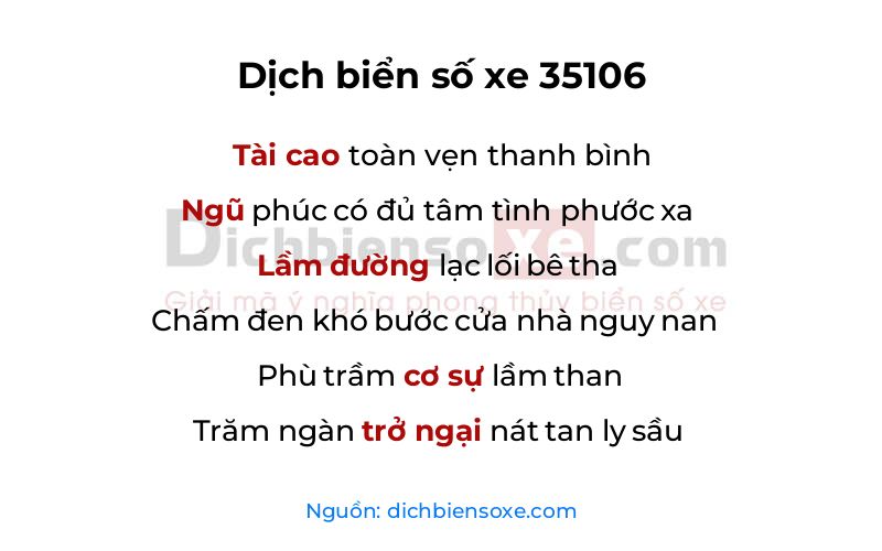 Dịch thơ biển số 35106
