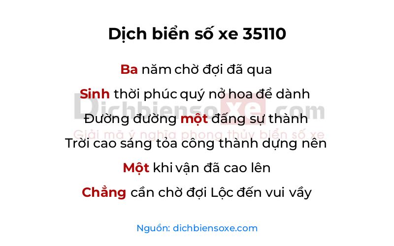 Dịch thơ biển số 35110