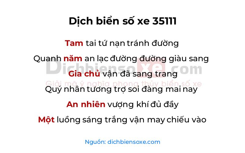 Dịch thơ biển số 35111