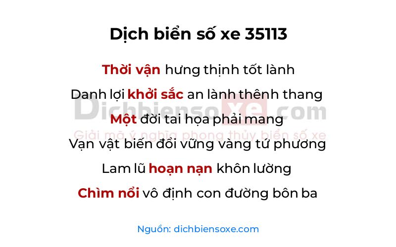 Dịch thơ biển số 35113