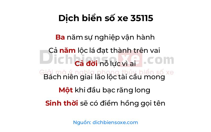 Dịch thơ biển số 35115