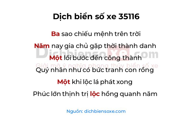 Dịch thơ biển số 35116