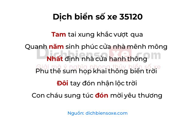 Dịch thơ biển số 35120