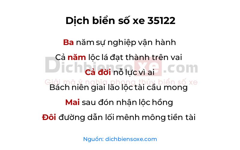 Dịch thơ biển số 35122
