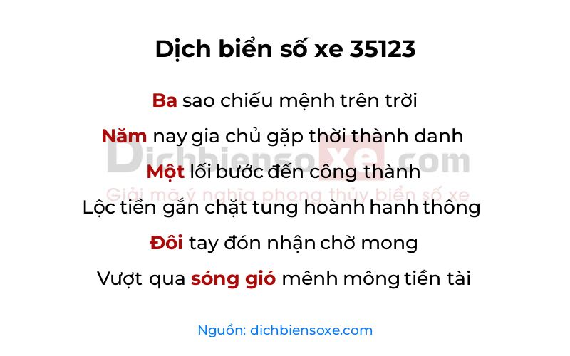 Dịch thơ biển số 35123