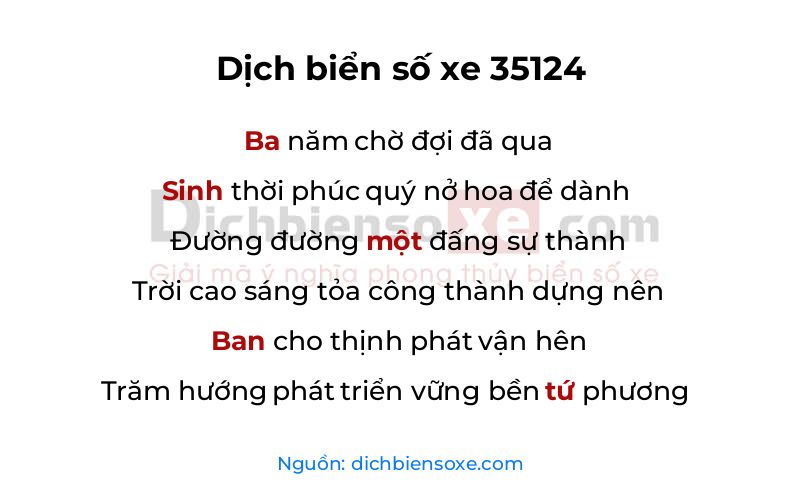 Dịch thơ biển số 35124
