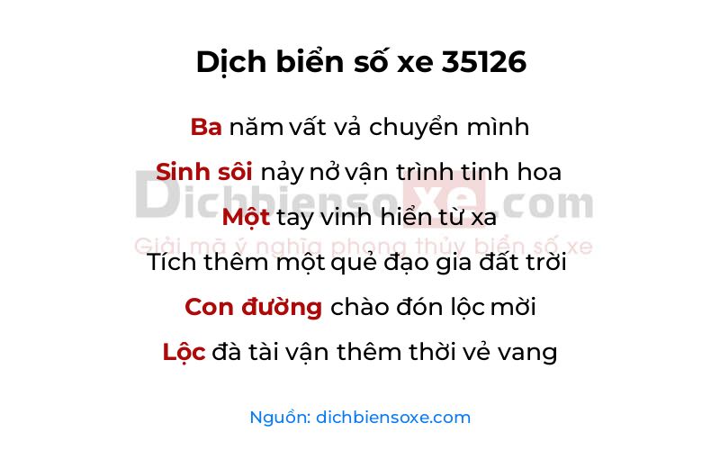 Dịch thơ biển số 35126