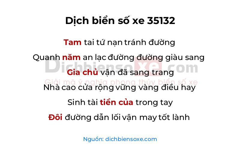 Dịch thơ biển số 35132