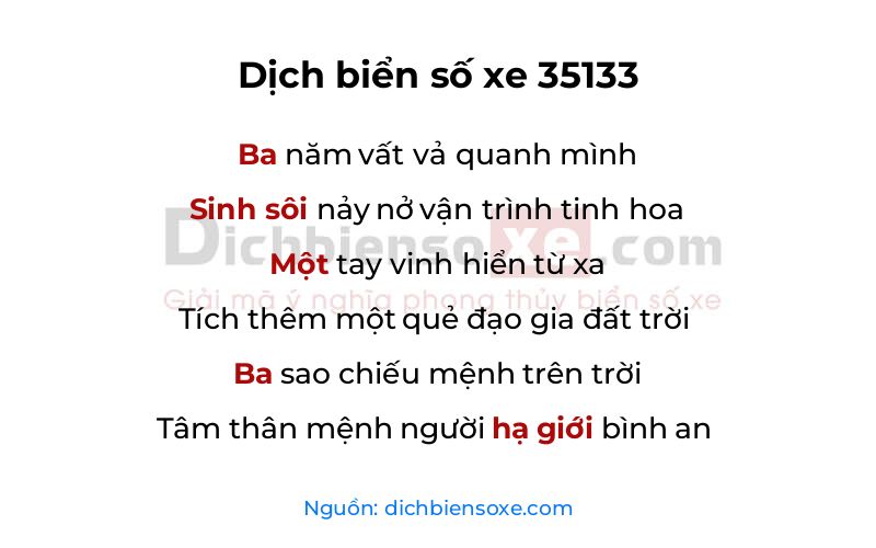 Dịch thơ biển số 35133