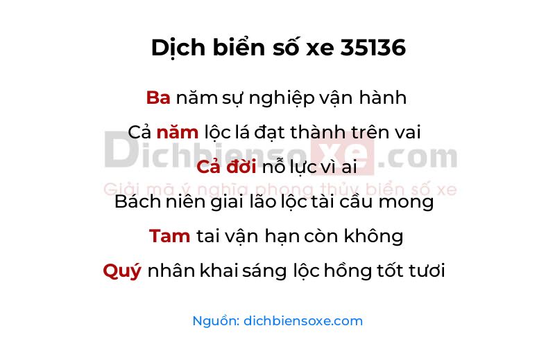 Dịch thơ biển số 35136