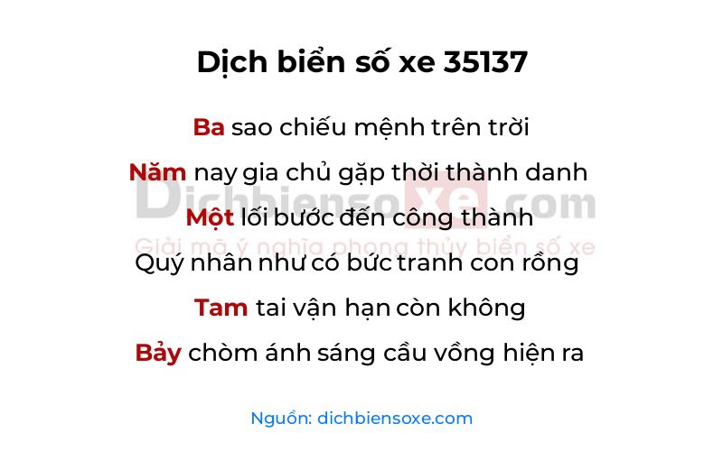 Dịch thơ biển số 35137