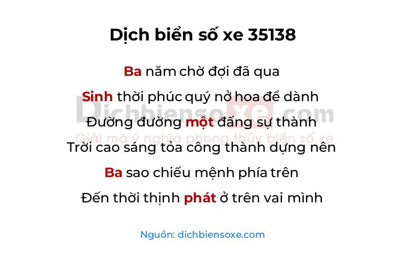 Dịch thơ biển số 35138