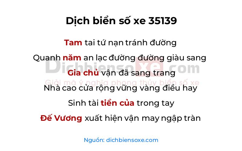 Dịch thơ biển số 35139