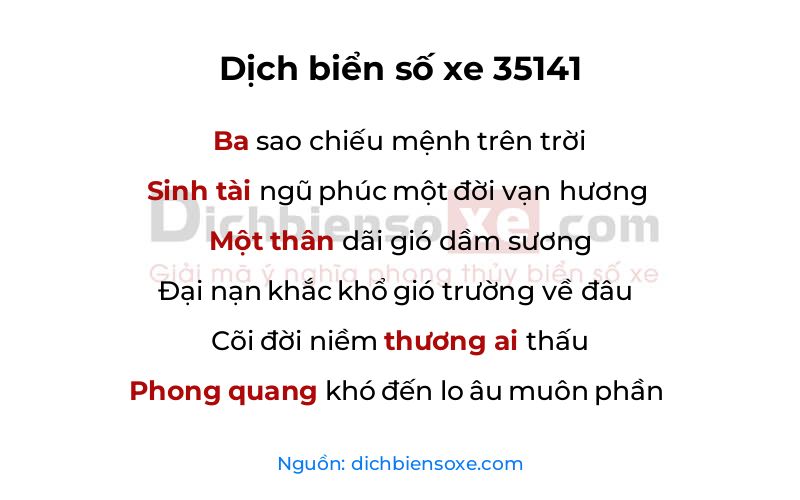 Dịch thơ biển số 35141