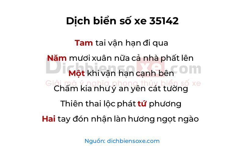 Dịch thơ biển số 35142