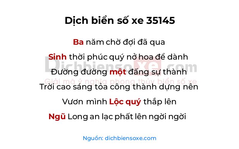 Dịch thơ biển số 35145