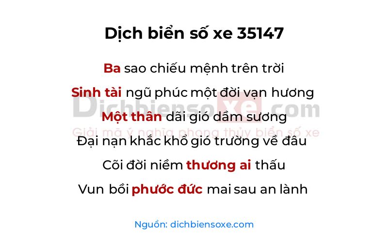 Dịch thơ biển số 35147