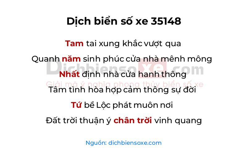 Dịch thơ biển số 35148