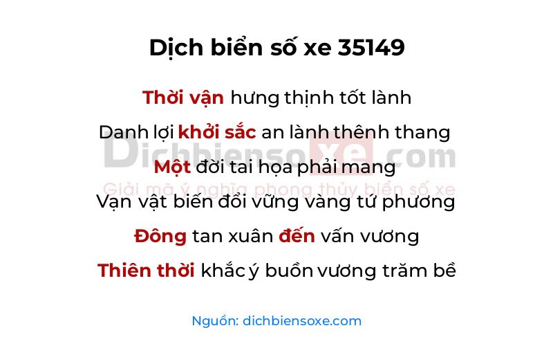 Dịch thơ biển số 35149