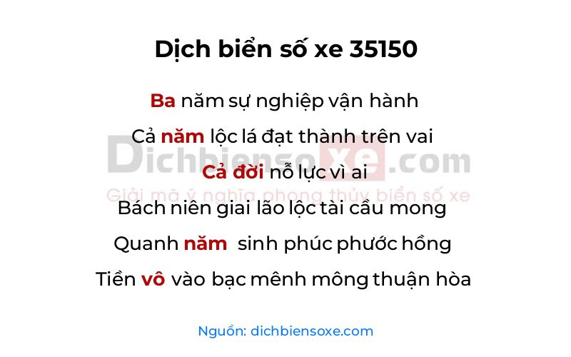 Dịch thơ biển số 35150