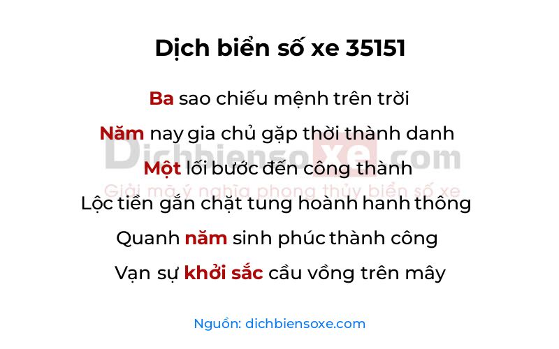 Dịch thơ biển số 35151