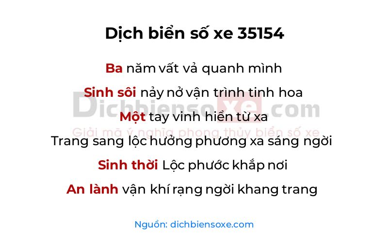 Dịch thơ biển số 35154