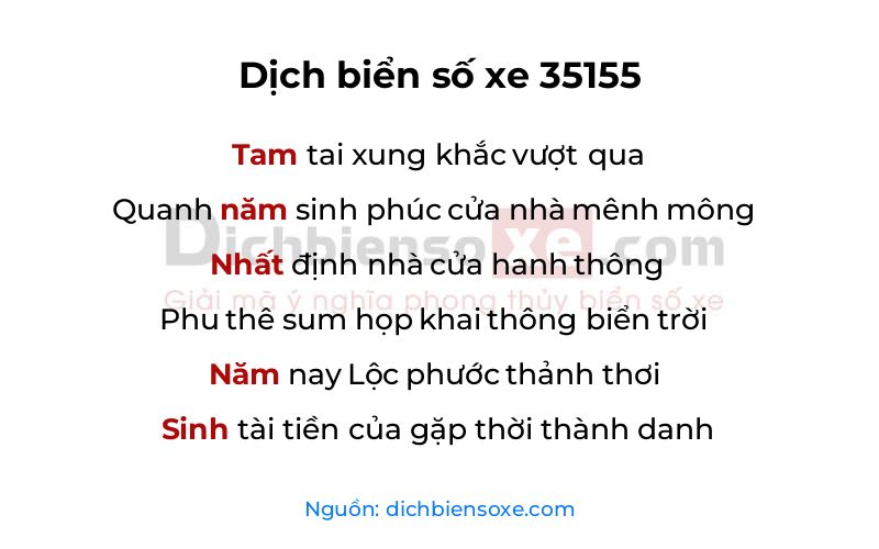 Dịch thơ biển số 35155