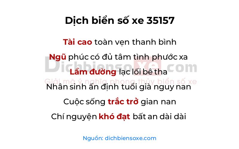 Dịch thơ biển số 35157
