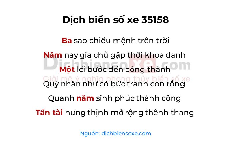 Dịch thơ biển số 35158