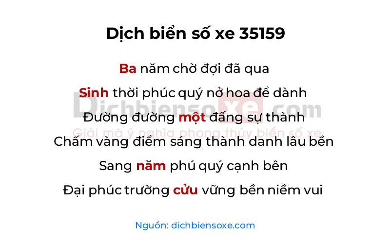 Dịch thơ biển số 35159