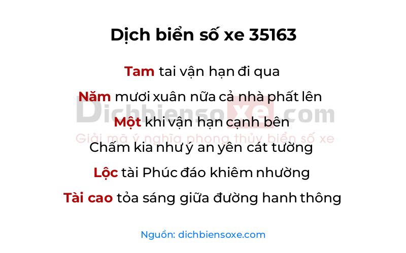 Dịch thơ biển số 35163
