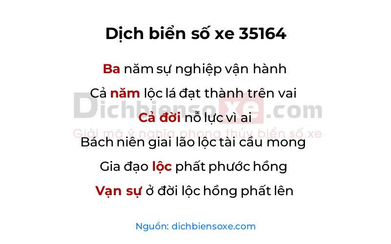 Dịch thơ biển số 35164