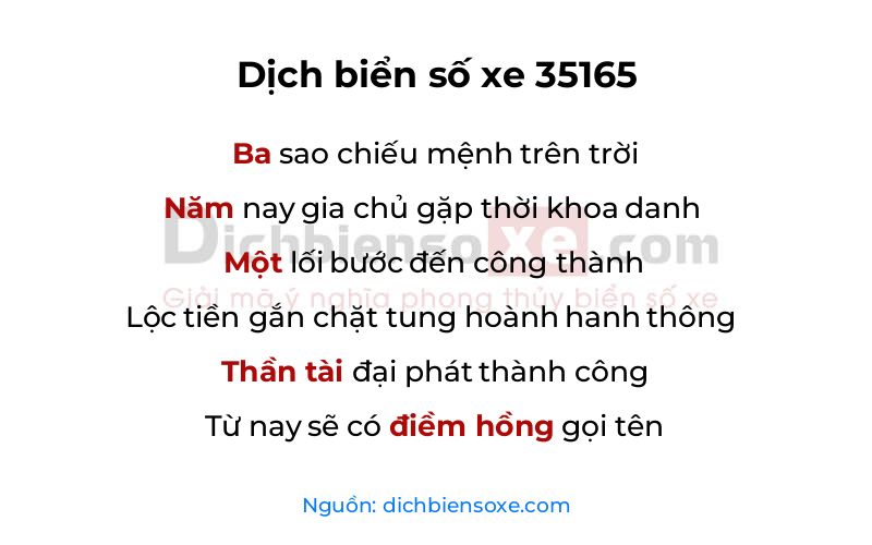 Dịch thơ biển số 35165