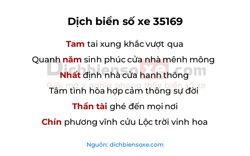 Dịch thơ biển số 35169
