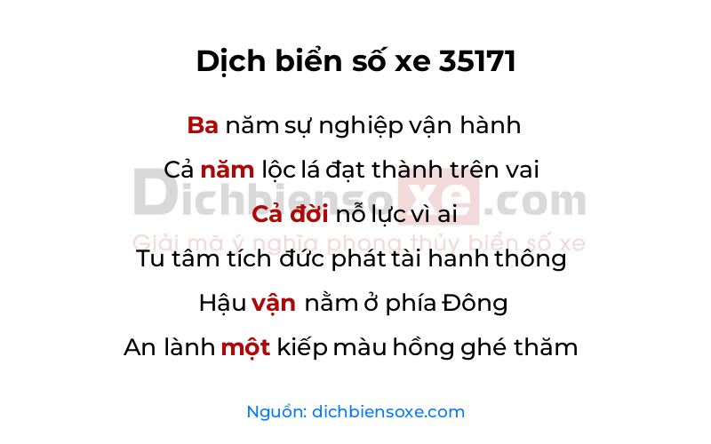Dịch thơ biển số 35171